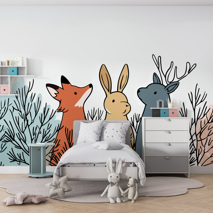 Papel de parede criança | Animais da floresta nos sub-bosques