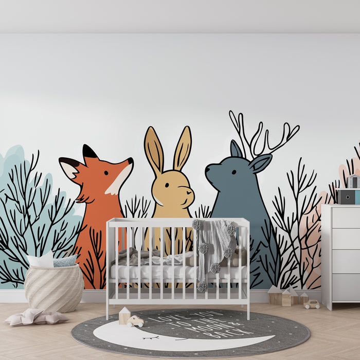 Papel de parede criança | Animais da floresta nos sub-bosques