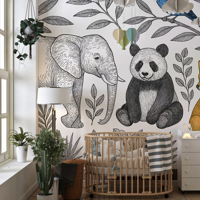 Papel de parede criança | Floresta em preto e branco