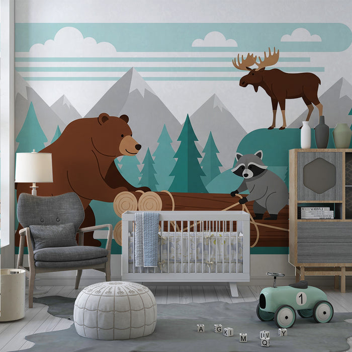 Behang kinderkamer | Avontuurlijke bosdieren