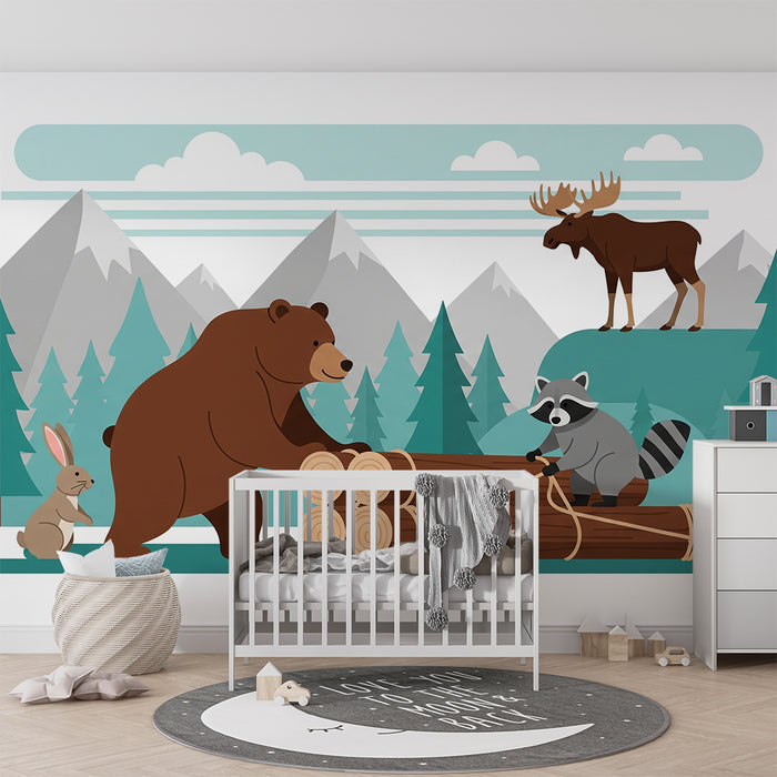 Behang kinderkamer | Avontuurlijke bosdieren