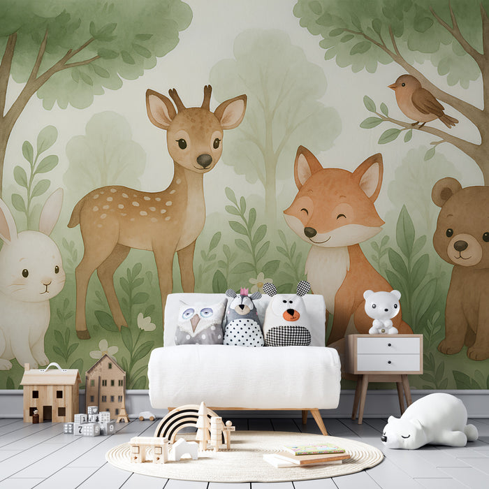 Papel de parede criança | Animais da floresta brincalhões