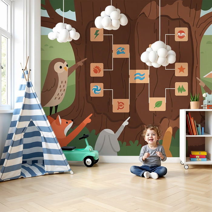 Behang kinderkamer | Bosdieren en natuurspeelgoed