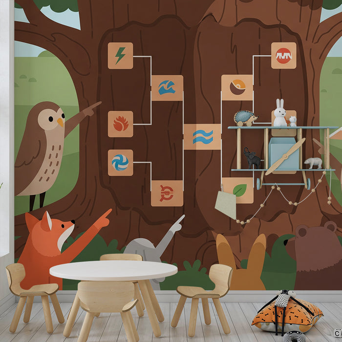 Behang kinderkamer | Bosdieren en natuurspeelgoed