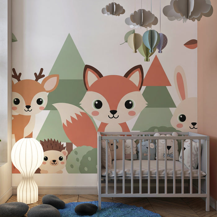Kinderzimmer Tapete | Waldtiere und sanfte Natur
