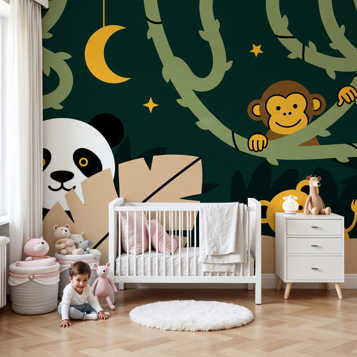 Kinderzimmer Tapete | Lustige Dschungeltiere