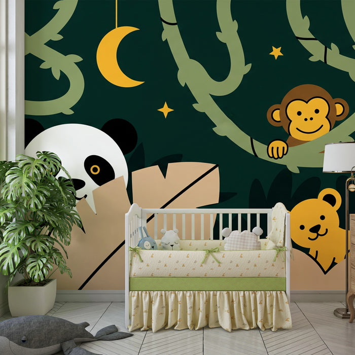 Kinderzimmer Tapete | Lustige Dschungeltiere