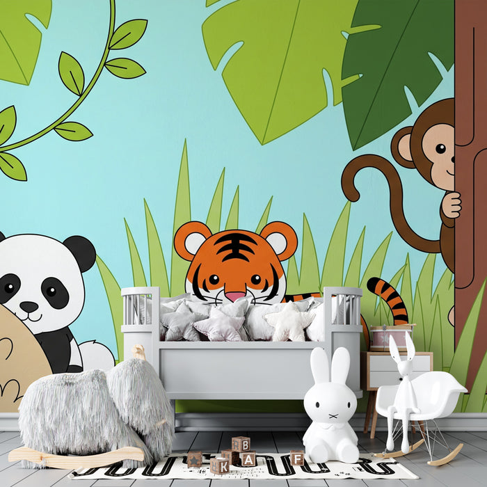 Kinderkamer behang | Leuke en kleurrijke jungle dieren