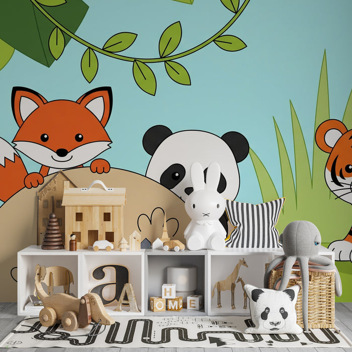 Kinderkamer behang | Leuke en kleurrijke jungle dieren