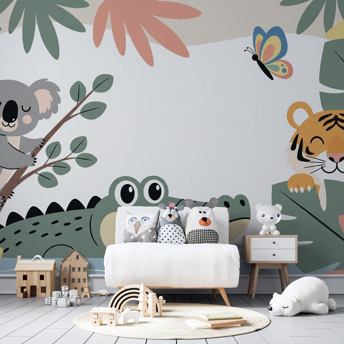 Papel de parede criança | Alegres animais da selva