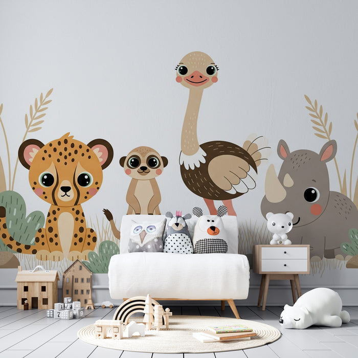 Papel de parede criança | Divertidos animais da savana