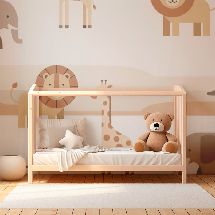 Barntapet | Savanndjur med elefant, lejon och giraff