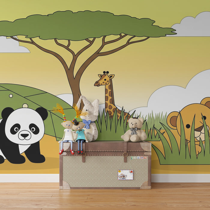 Kids room wallpaper | Skryté savanové zvířata