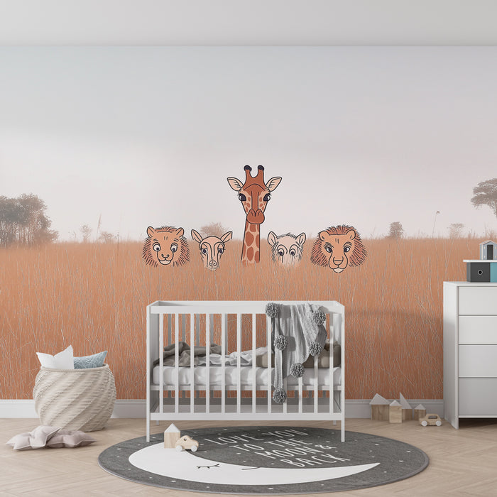 Carta da parati bambini | Animali della savana nascosti