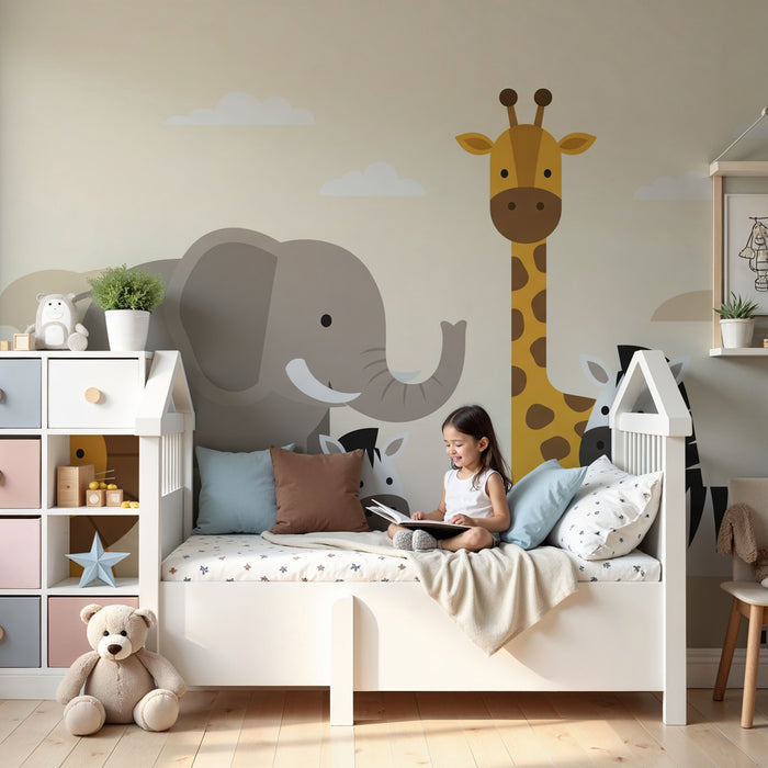 Papel de parede criança | Coloridos animais da savana