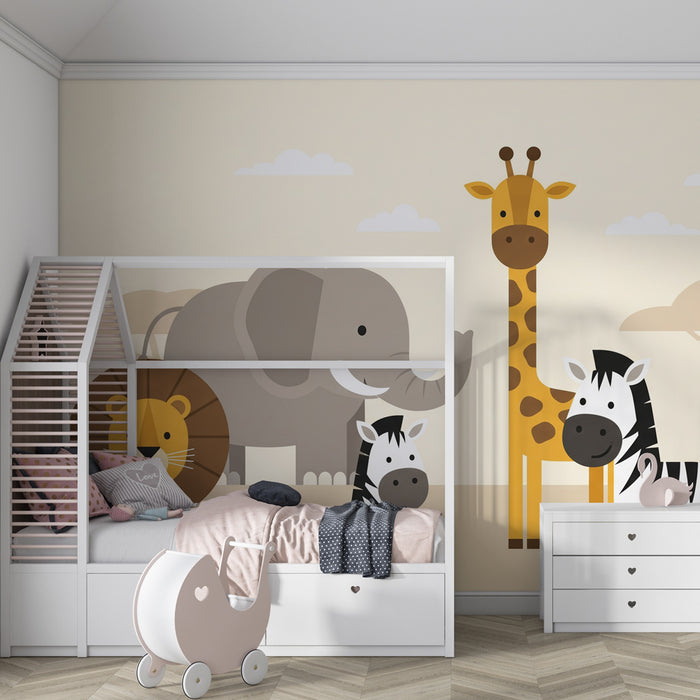 Papel de parede criança | Coloridos animais da savana