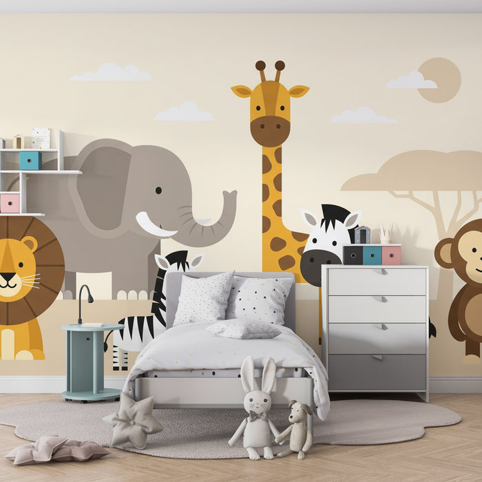 Papel de parede criança | Coloridos animais da savana