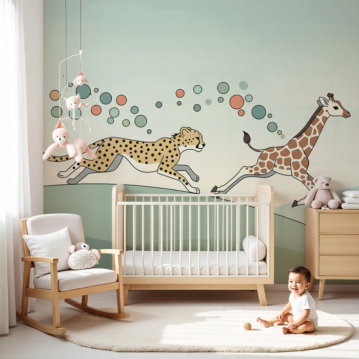 Gyerekszoba tapéta | Szavanna állatai teljes futásban