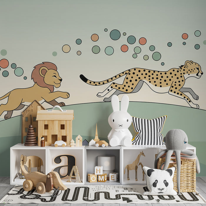 Gyerekszoba tapéta | Szavanna állatai teljes futásban