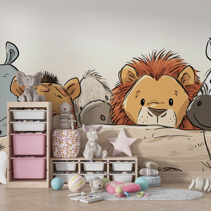 Papel de parede criança | Animais da savana brincalhões