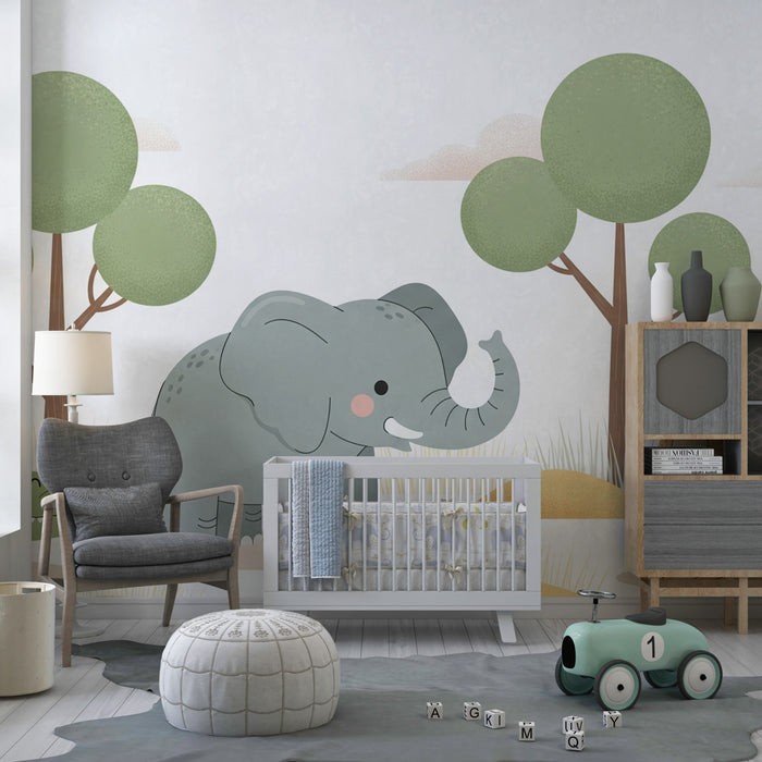 Kids room wallpaper | Playful savannah animals