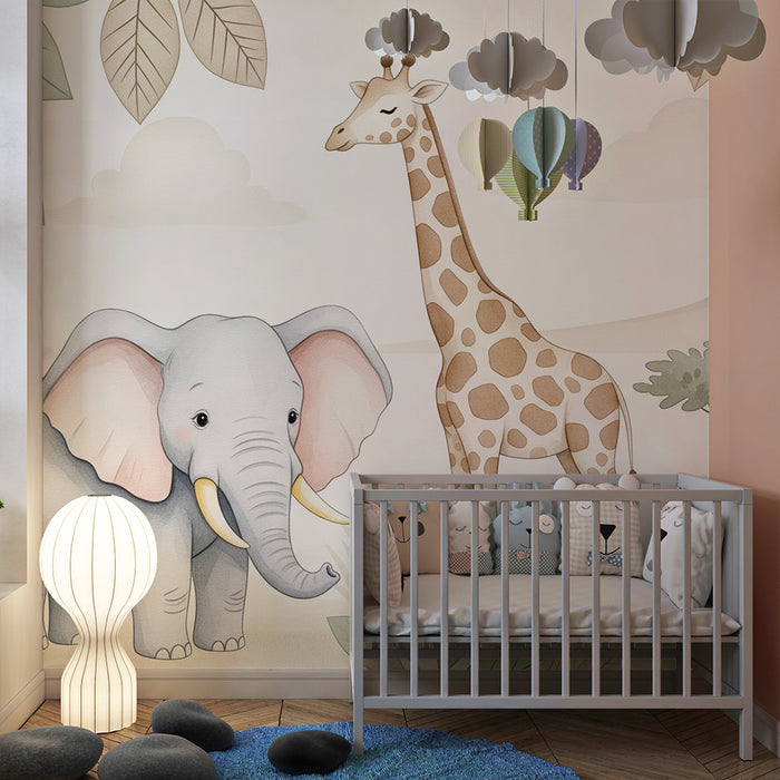 Kinderzimmer Tapete | Savannentiere und beruhigende Natur