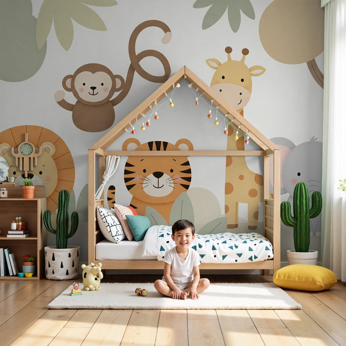 Kids room wallpaper | Bold safari animals