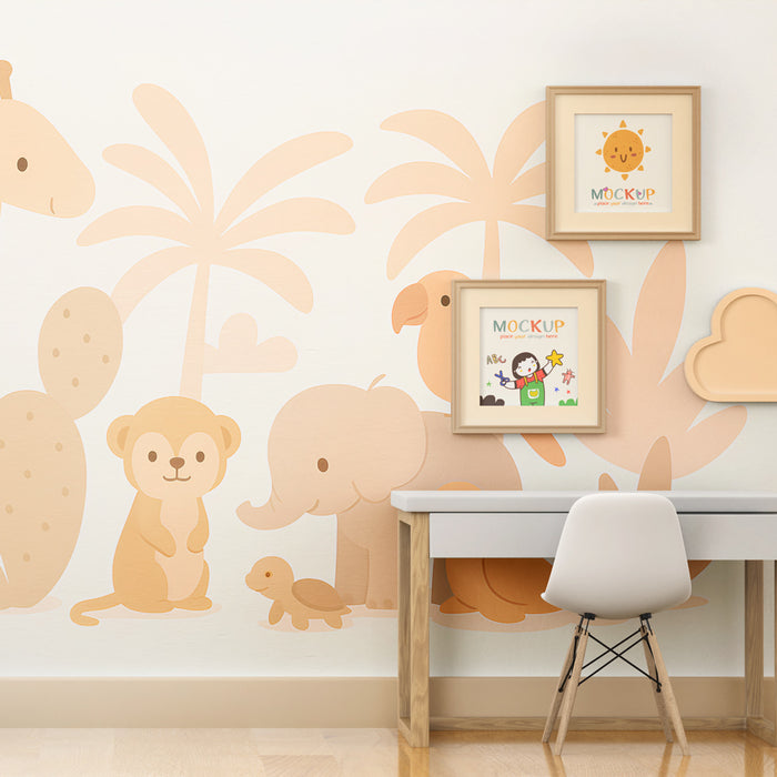 Kids room wallpaper | Soft animals of the savanna