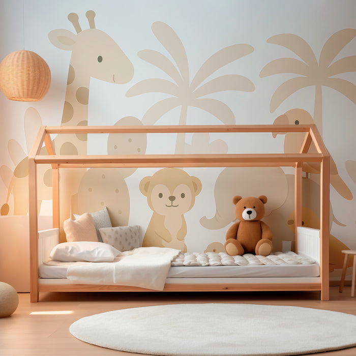 Kids room wallpaper | Soft animals of the savanna