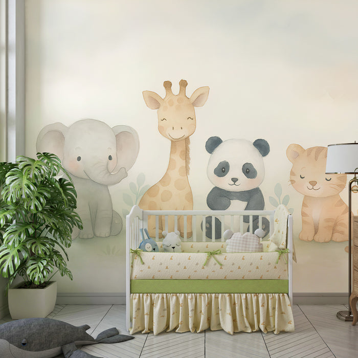 Papier peint chambre enfant | Animaux doux et amusants