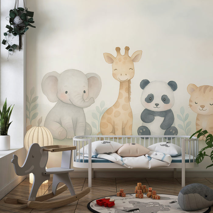Papier peint chambre enfant | Animaux doux et amusants