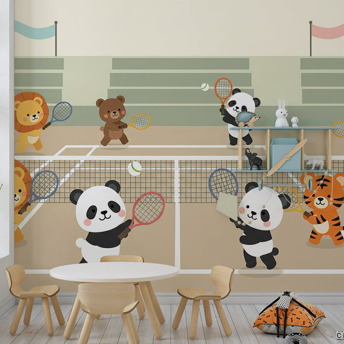 Kinderkamer behang | Tennis spelende dieren