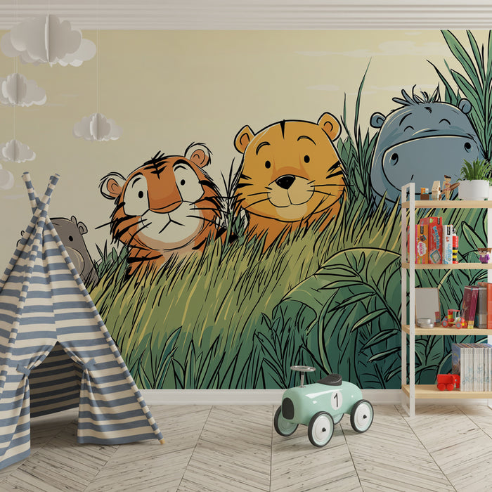 Kinderkamer behang | Vrolijke dieren in de jungle