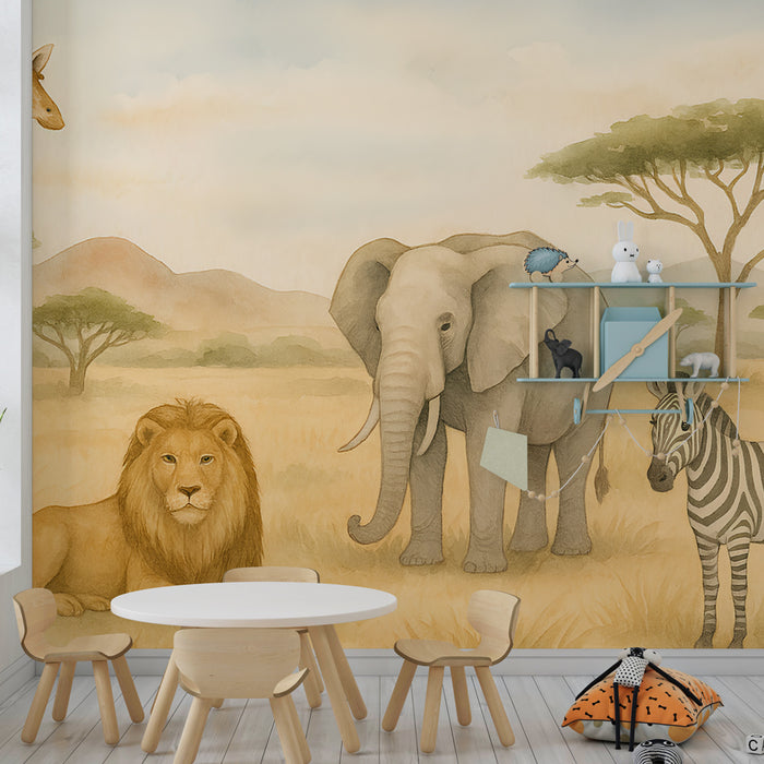 Papier peint chambre enfant | Animaux majestueux de la savane