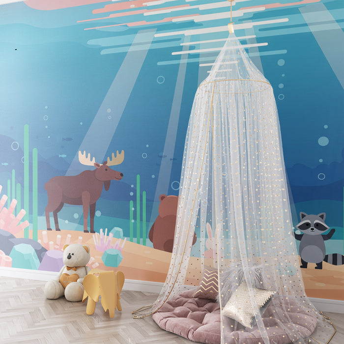 Behang kinderkamer | Kleurrijke zeedieren en onderwaterlandschappen