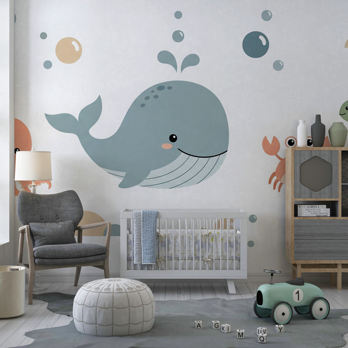 Kinderzimmer Tapete | Fröhliche Meerestiere