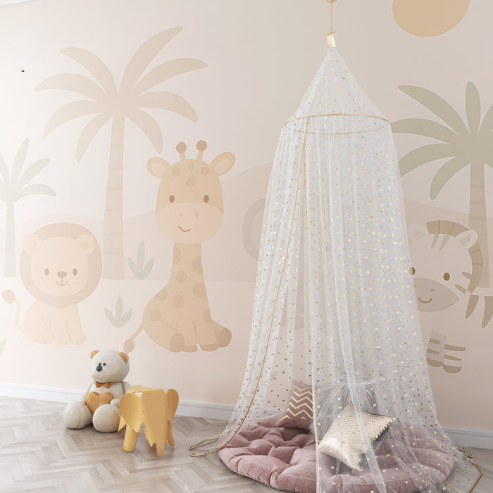 Papier peint chambre enfant | Animaux mignons de la savane