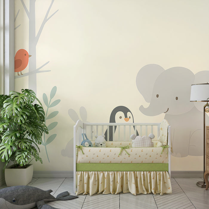 Kids room wallpaper | Cute animals in the wild