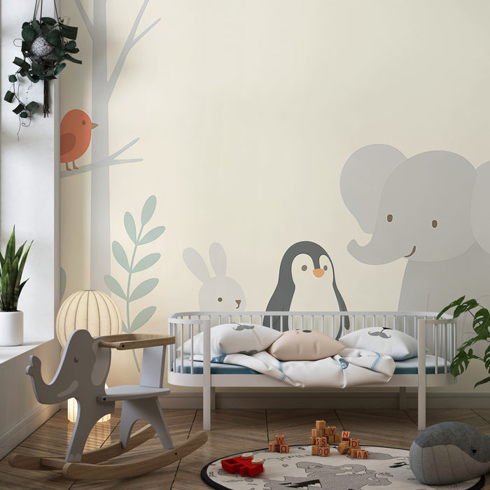 Kids room wallpaper | Cute animals in the wild