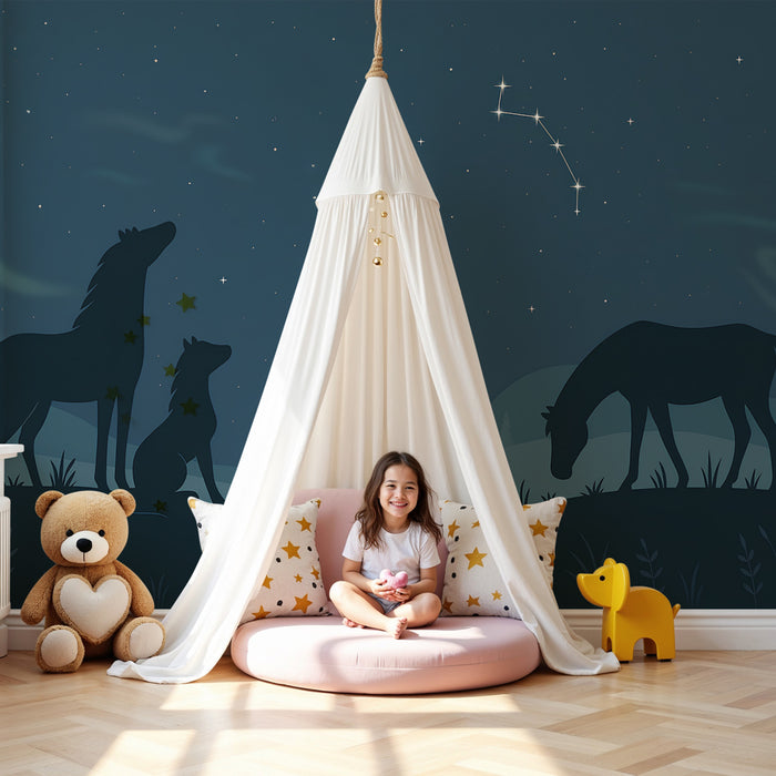 Kinderkamer behang | Nachtelijke dieren onder de sterren