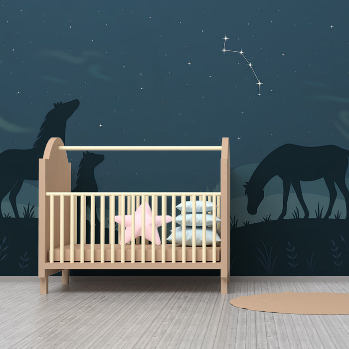 Kinderkamer behang | Nachtelijke dieren onder de sterren