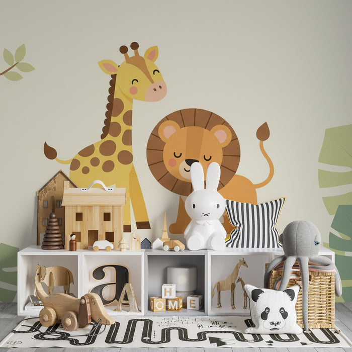 Papier peint chambre enfant | Animaux rigolos de la jungle
