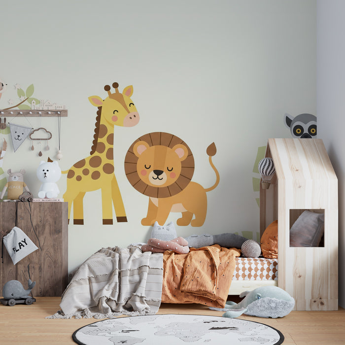 Papier peint chambre enfant | Animaux rigolos de la jungle