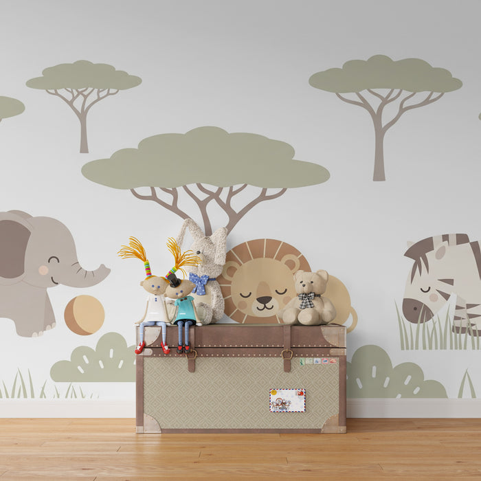 Kids room wallpaper | Wild and peaceful animals