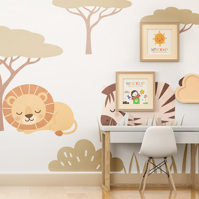 Kids room wallpaper | Wild and peaceful animals