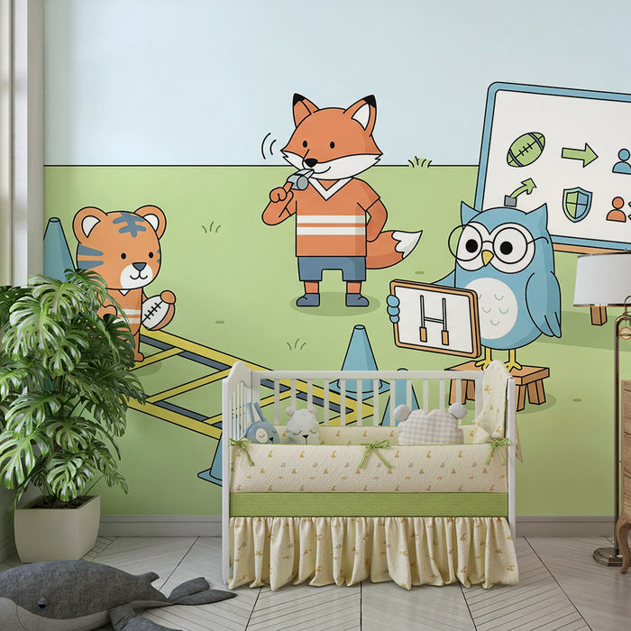 Papel de parede para quarto de criança | Animais desportivos em treino