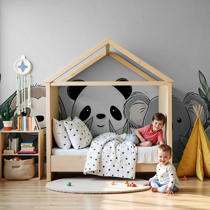 Papier peint chambre enfant | Animaux trop mignons dans la jungle
