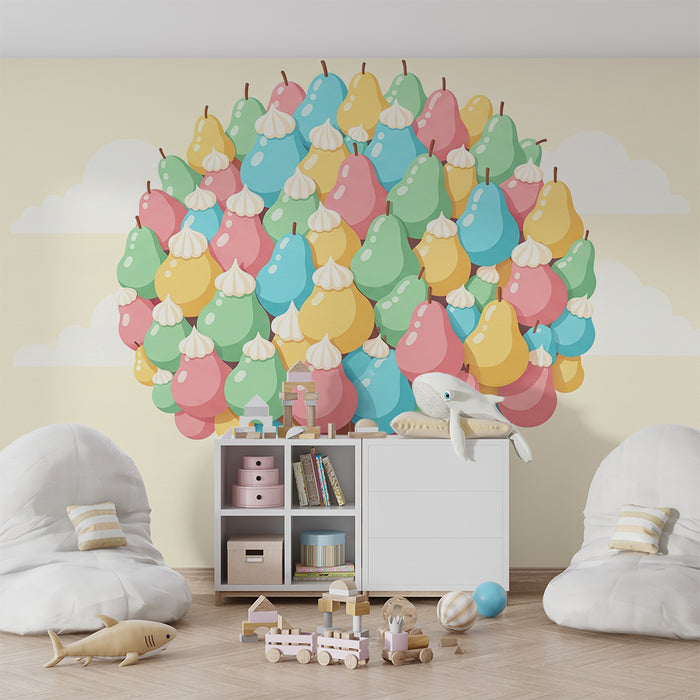 Papel pintado infantil | Árbol de caramelos colorido con peras dulces