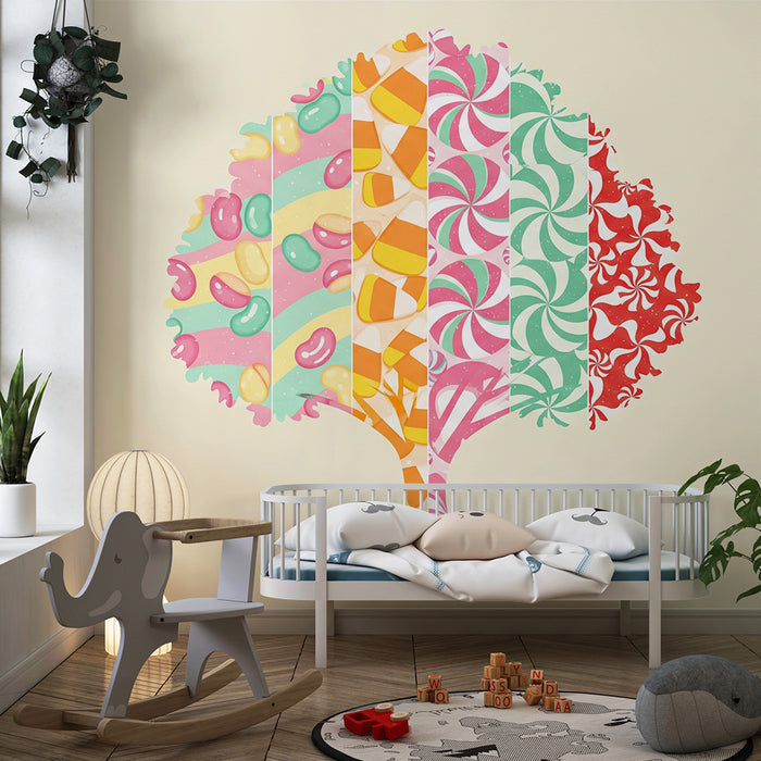 Kids' Room Wallpaper | Colorful Candy Tree