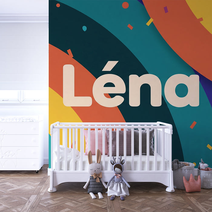 Barntapet | Färgglatt regnbåge och glada konfetti